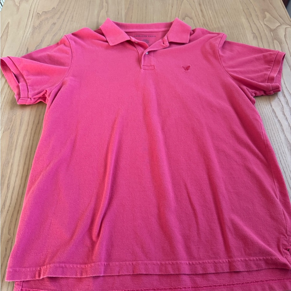 American Eagle Outfitter Salmon Colored Polo Shirt Soft Cotton Casual- Worn Once